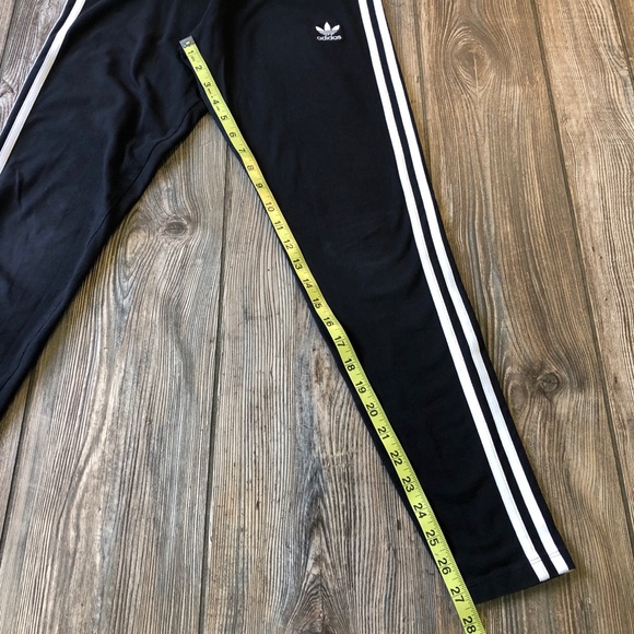 SOLD Adidas Black 3 White Stripe Leggings Pants - Picture 6 of 10
